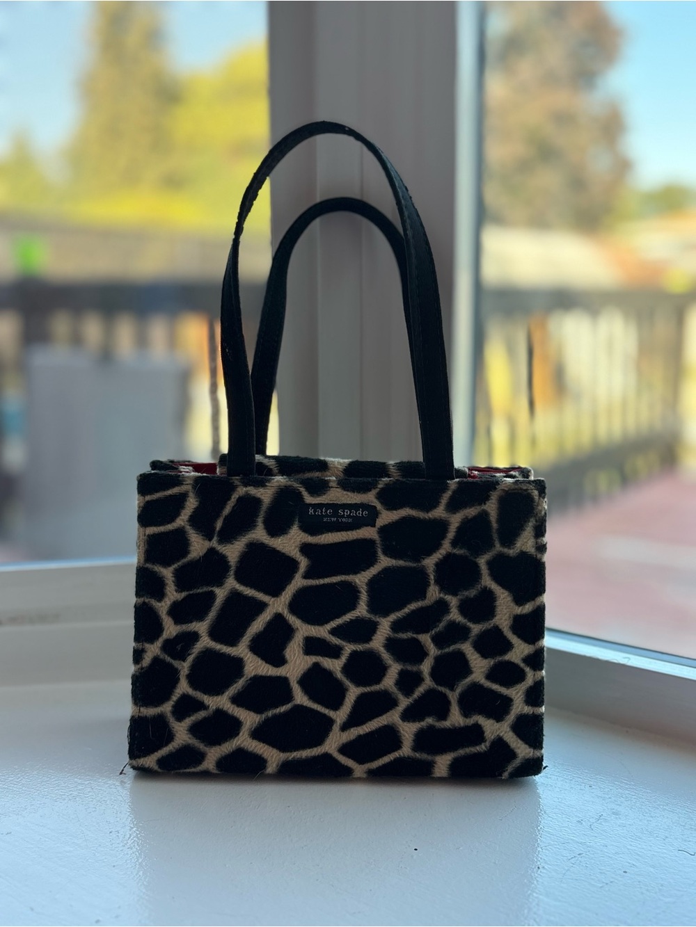 kate spade Black and Cream Giraffe-Print Tote